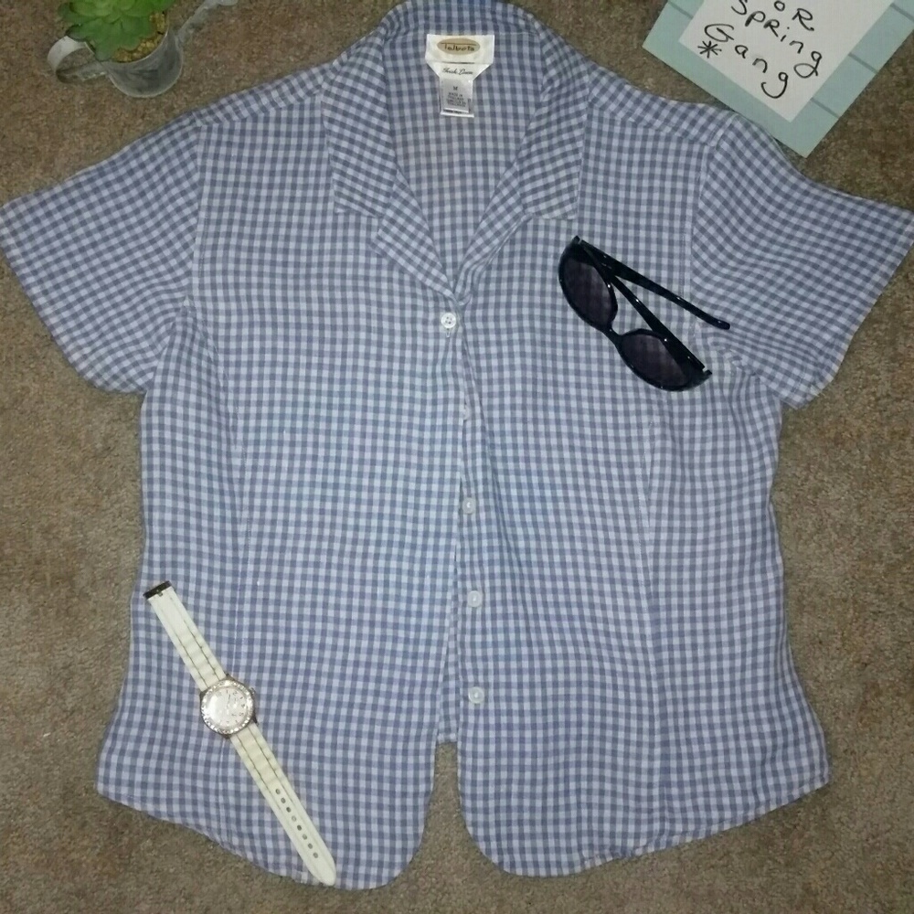 Talbot"s blue and white checkered shirt